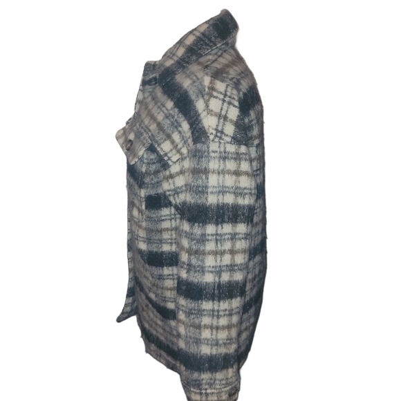 Universal Thread Cream and Black Plaid Wool Blend Shacket XS - Picture 4 of 6
